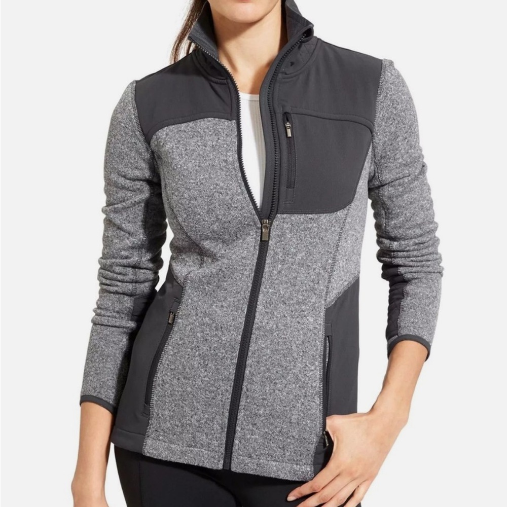 Athleta Truckee Gray Zip-Up With Thumb Holes Fleece  Jacket Size XL